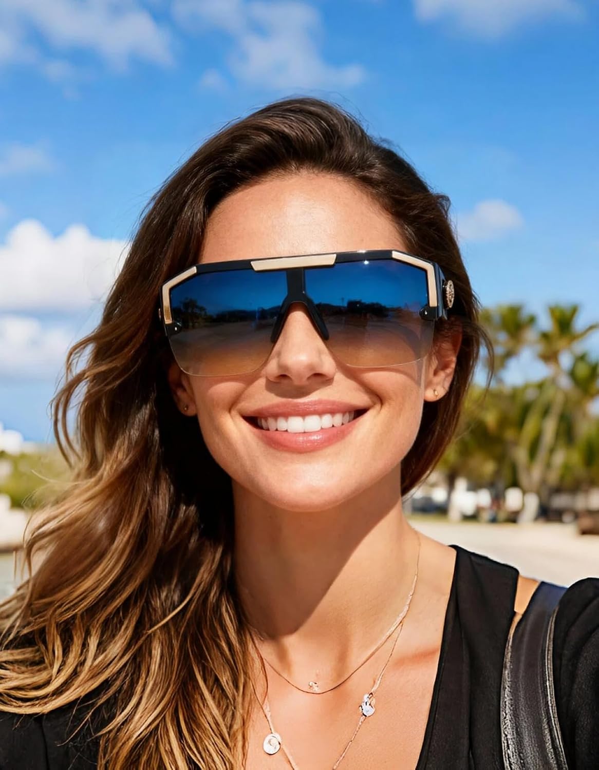 商品图片 3 | B0DXKVZ3GF | Oversized Square Flat Top Frame Sunglasse for Women Men