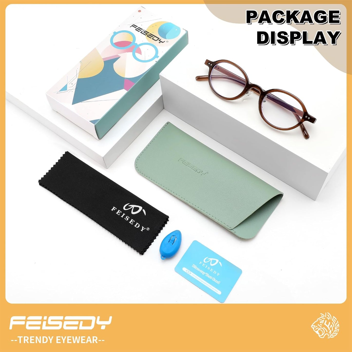 商品图片 14 | B0GZPJSP52 | FEISEDY Retro Small Oval Reading Glasses for Men Women Blue Light Blocking Computer Readers B1663