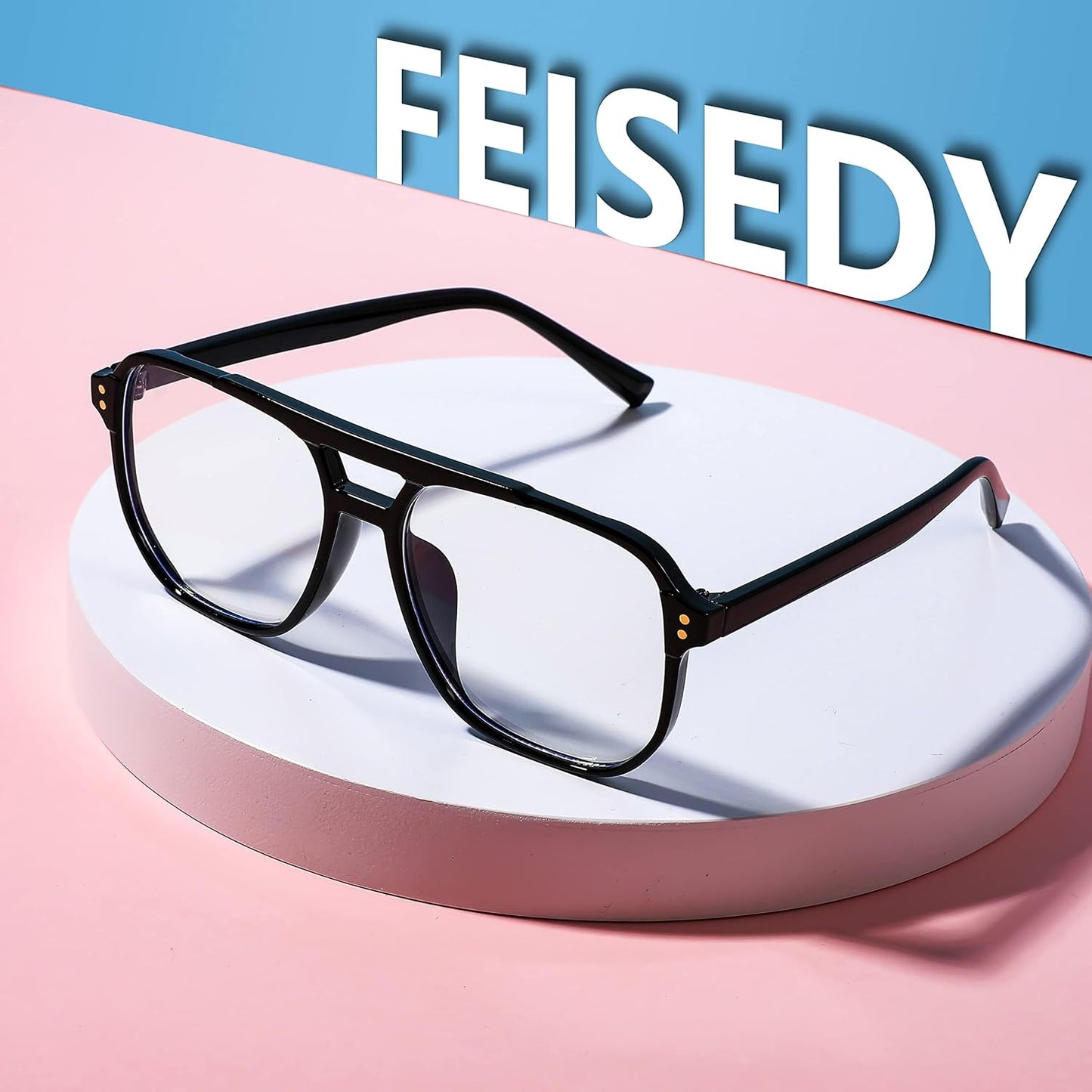 商品图片 43 | B0C6ZZXZ3F | FEISEDY Blue Light Glasses for Women Men Oversized Pilot Lightweight B2866