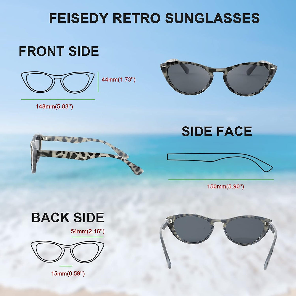 ÉÌƷͼƬ 5 | B08B8G5GR9 | FEISEDY Retro Cat Eye Sunglasses Women Men Vintage Small Cateye UV400 Sunglasses B2617