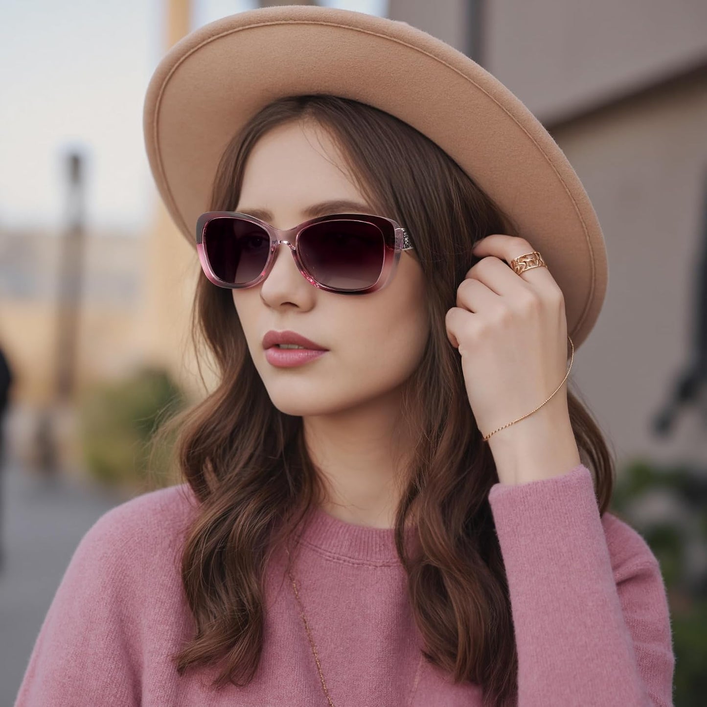 商品图片 42 | B0D2RBKKPD | FEISEDY Polarized Women Sunglasses Retro Shades Photochromic Lens Sparkling Crystal Sunglasses UV400 Protection B0144