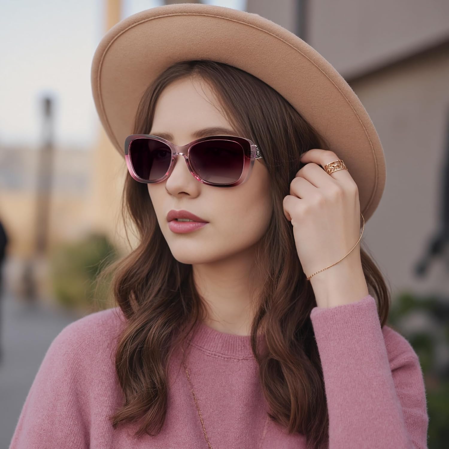 商品图片 42 | B0D2RBKKPD | FEISEDY Polarized Women Sunglasses Retro Shades Photochromic Lens Sparkling Crystal Sunglasses UV400 Protection B0144