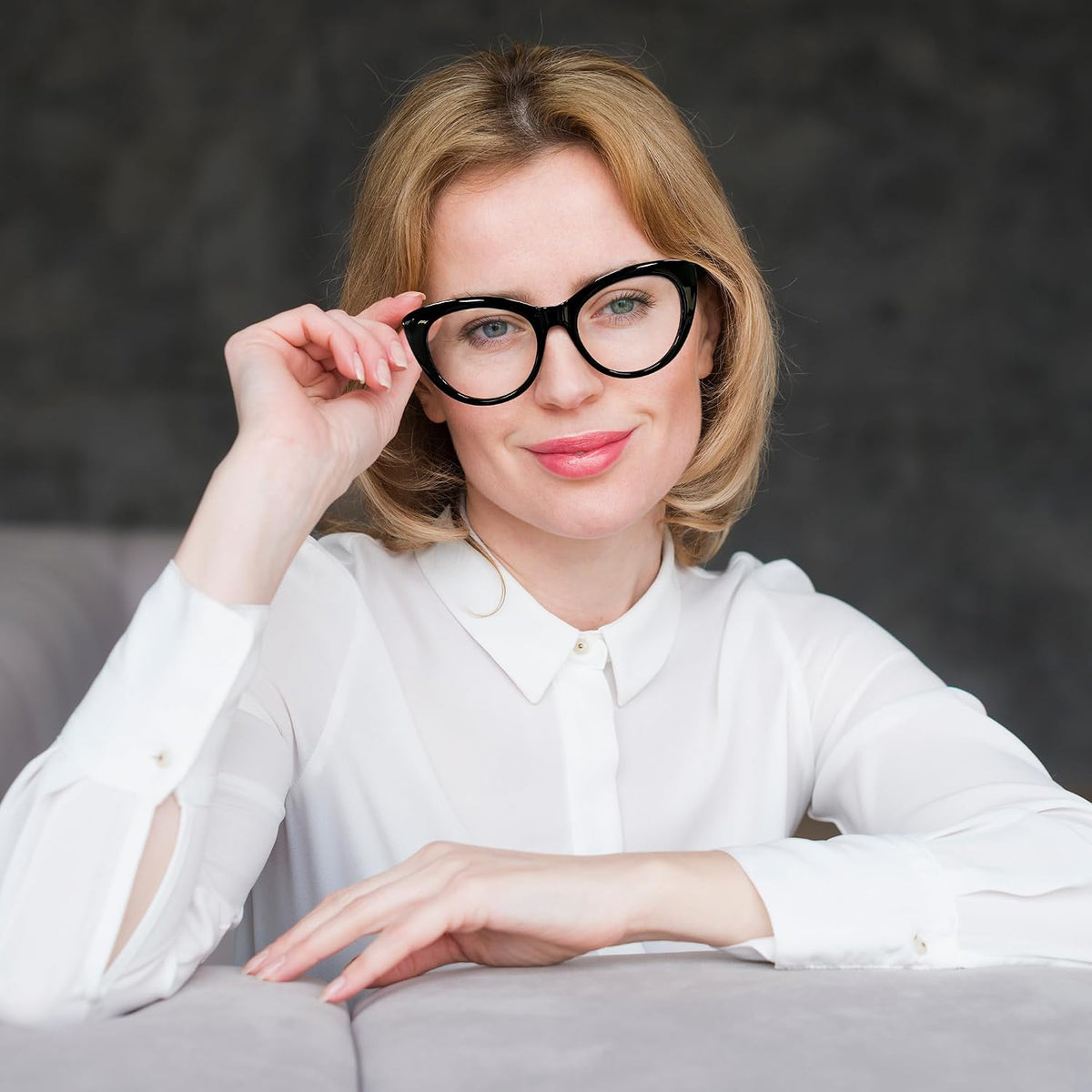 商品图片 2 | B0DFPWRH8W | FEISEDY Cat-Eye Blue Light Reading Glasses for Women Thick Fashion Anti- Glare Digital Eyestrain Readers B0230
