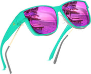 Matte Green Frame - Purple Lens / 60 Millimeters | B0DK2WD7W4 | FEISEDY Fit Over Glasses Polarized Sunglasses Oversized Square UV400 B0250