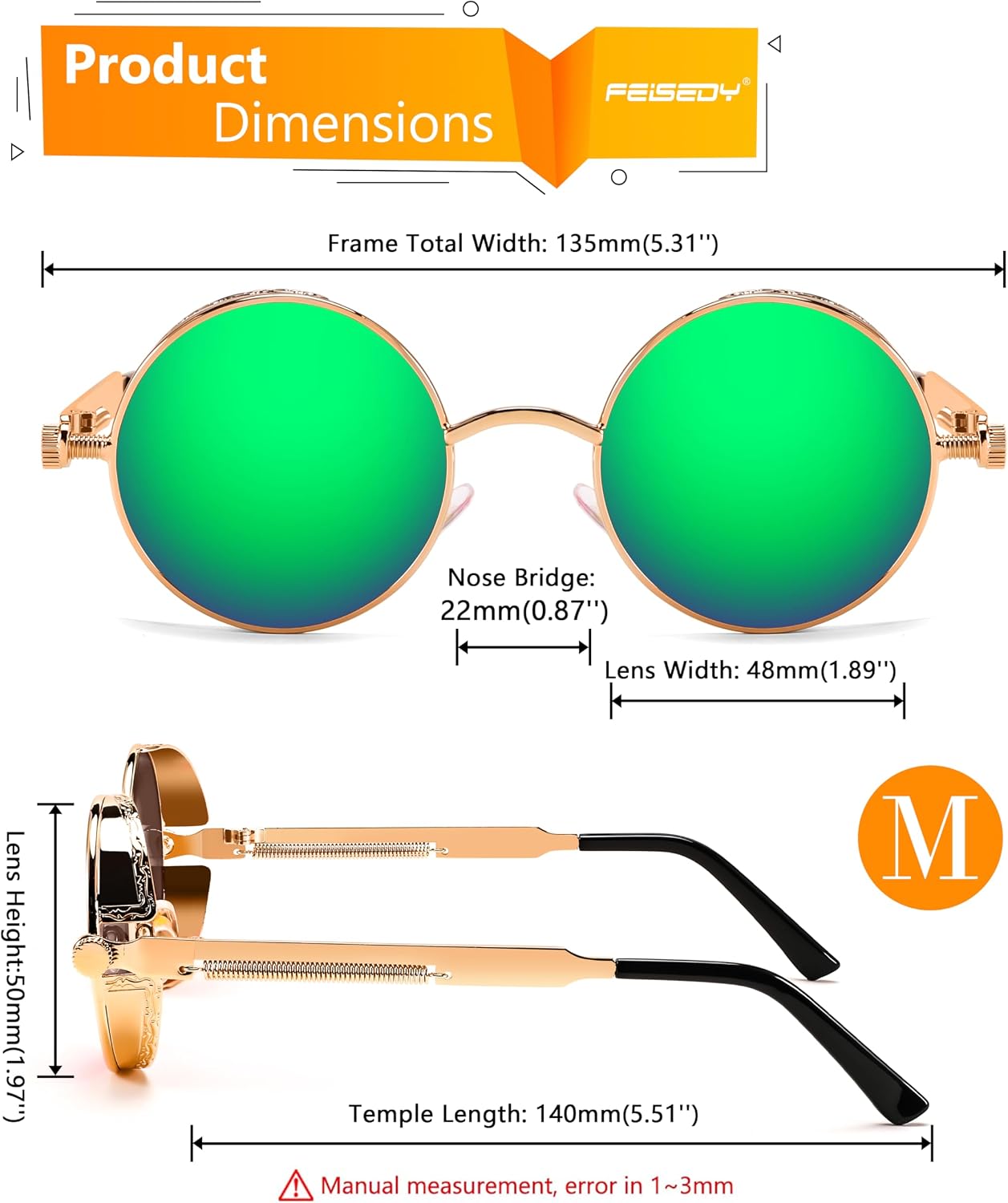商品图片 26 | B06XY36GDW | FEISEDY Retro Gothic Steampunk Sunglasses For Men Women