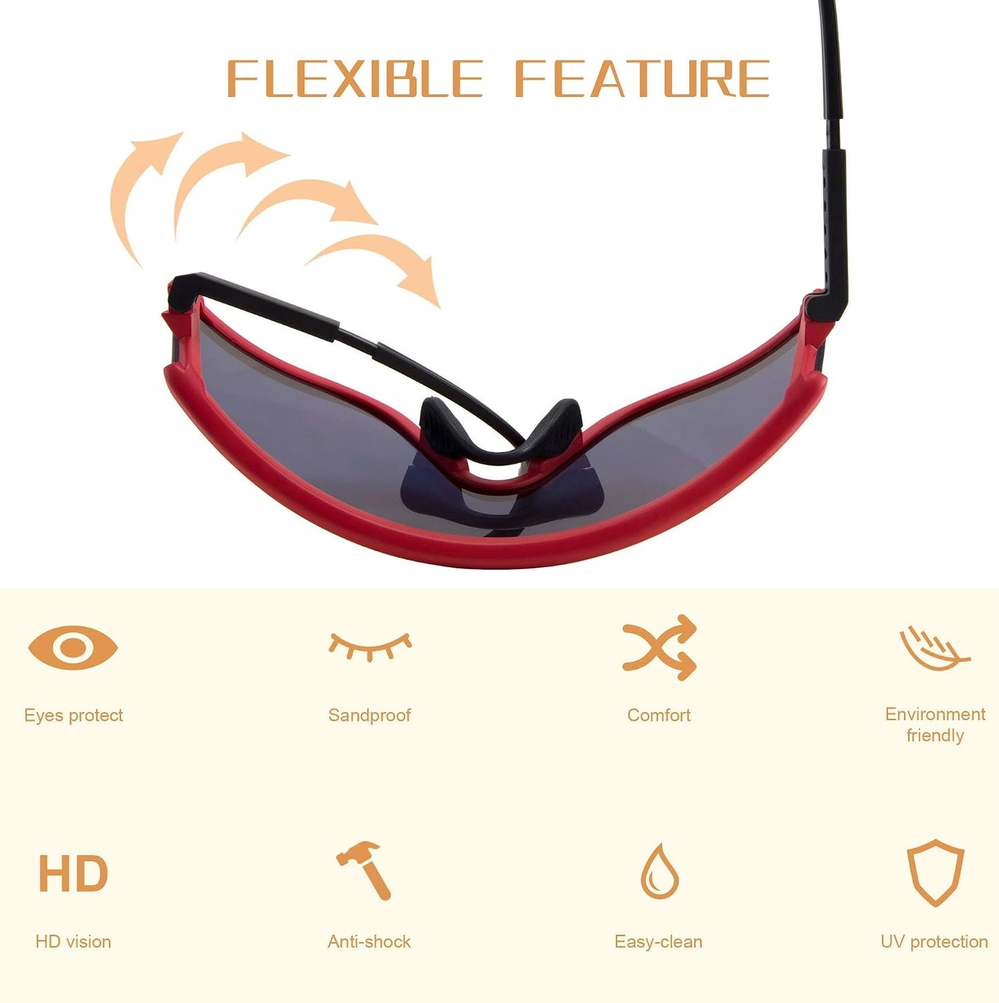 商品图片 2 | B08R57WJV4 | FEISEDY Shield Wraparound Sports Sunglasses for Men Women Outdoor Windproof One Piece Cycling B9023