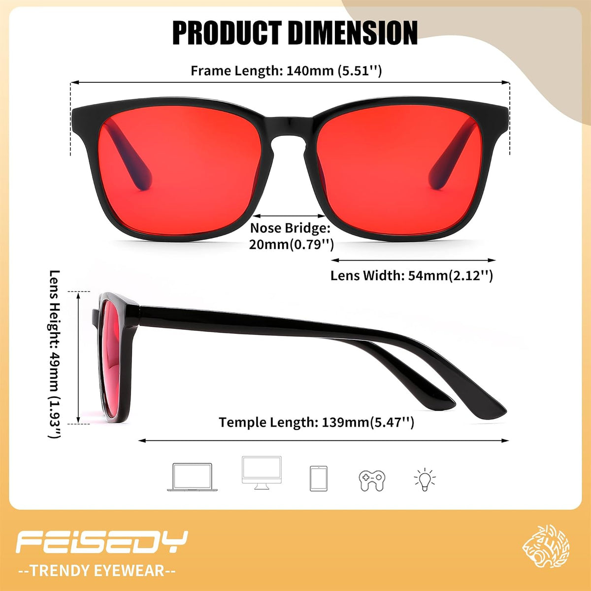 ÉÌƷͼƬ 20 | B0FQ5DRDJG | FEISEDY Orange Blue Light Blocking Glasses for Woman Men Amber Lenses Computer Gaming Glasses for Better Sleep