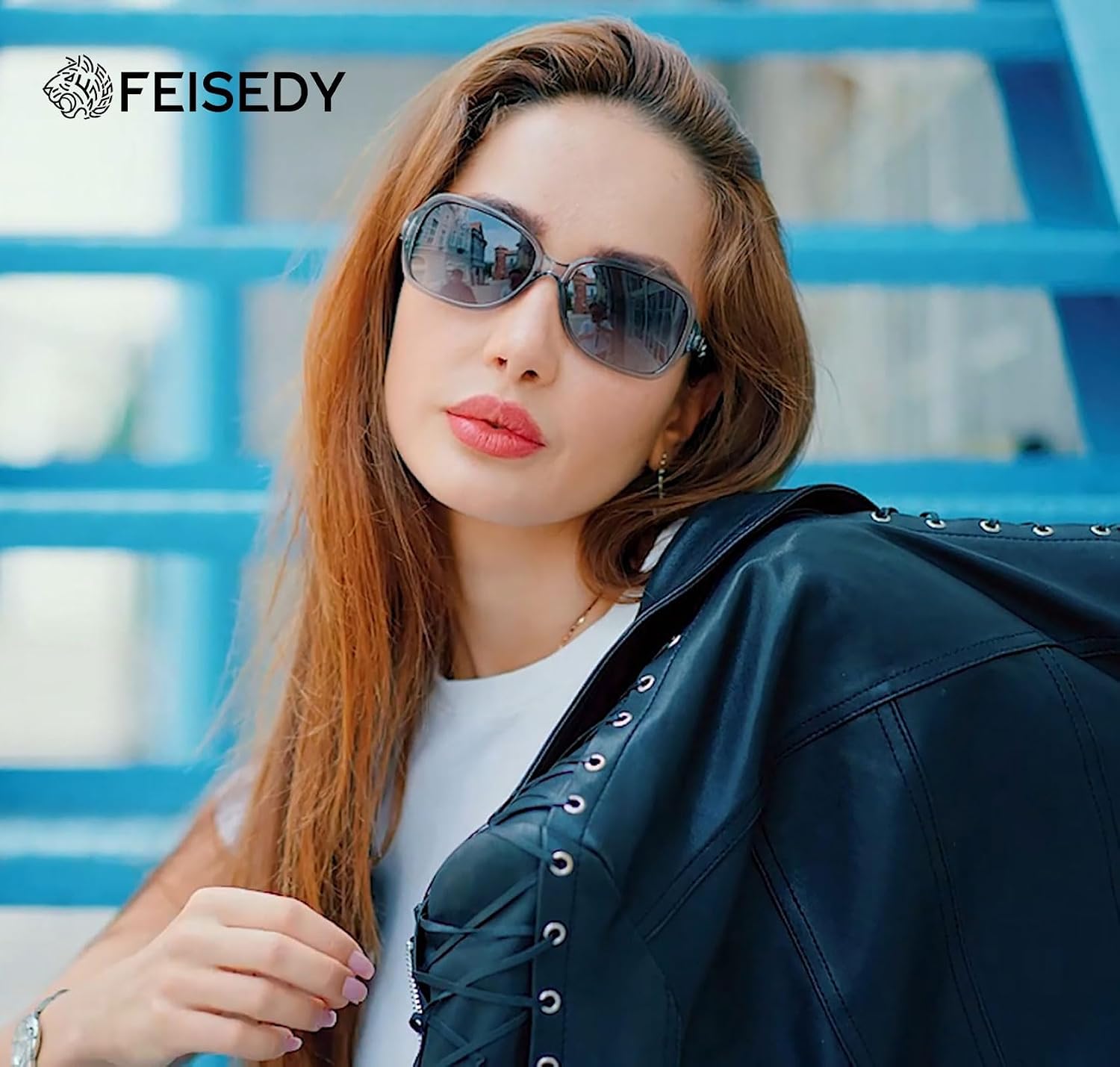 商品图片 54 | B08LPZDDKZ | FEISEDY Womens Polarized Sunglasses Square Wraparound Shades UV400 Mirrored Trendy Sun Glasses for Women B2526