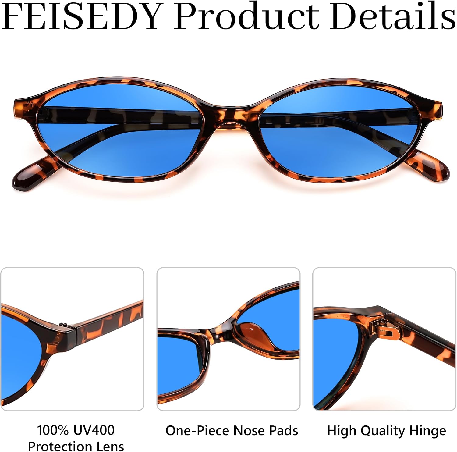 商品图片 60 | B0DMN6519L | FEISEDY Retro Oval Cat Eye Sunglasses for Women 90s Narrow Lightweight Shades Y2k Trendy Sunnies B0257