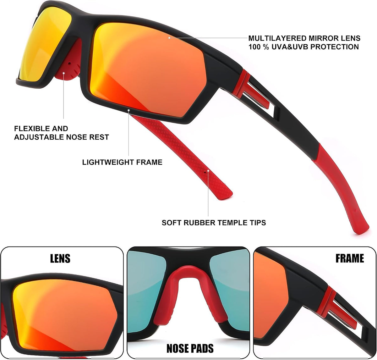 ÉÌƷͼƬ 25 | B0CWV23RCP | FEISEDY Polarized Sports Sunglasses for Men Women Youth Baseball Cycling Running Glasses UV400 Protection B0135