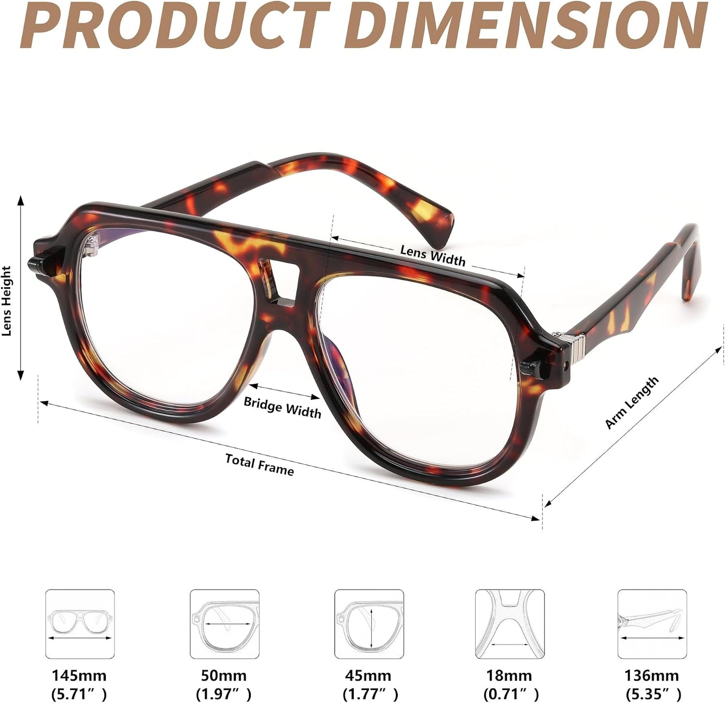 商品图片 6 | B0F32R72G4 | FEISEDY Stylish Reading Glasses for Woman Men Trendy Retro Double Bridge Readers B0287