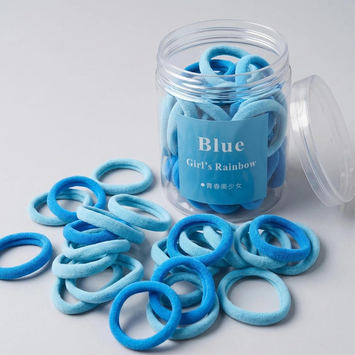 Blue | B0GZK585QC | 50PCS No Damage Blue Hair Ties for Girls Women, Seamless Soft Elastic Hair Bands, Ponytail Holders for All Hair Types