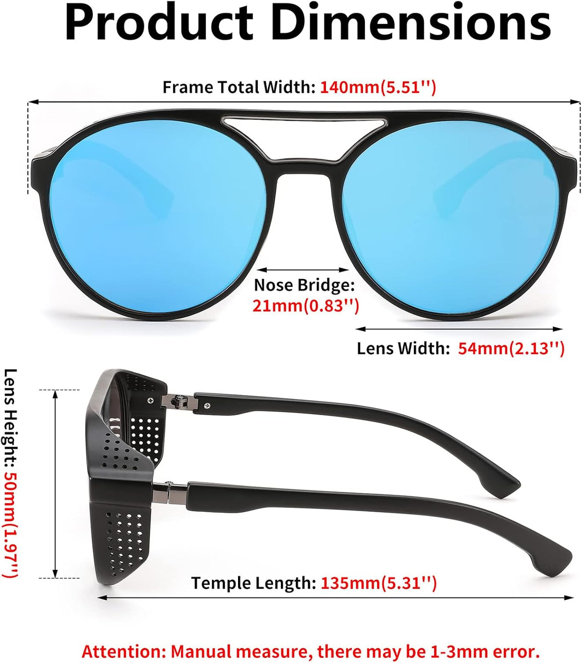 ÉÌƷͼƬ 7 | B0B6HWK6X1 | FEISEDY Classic Steampunk Sunglasses for Men Women Retro Round Gothic Shades Eyewear UV400 Protection B2957