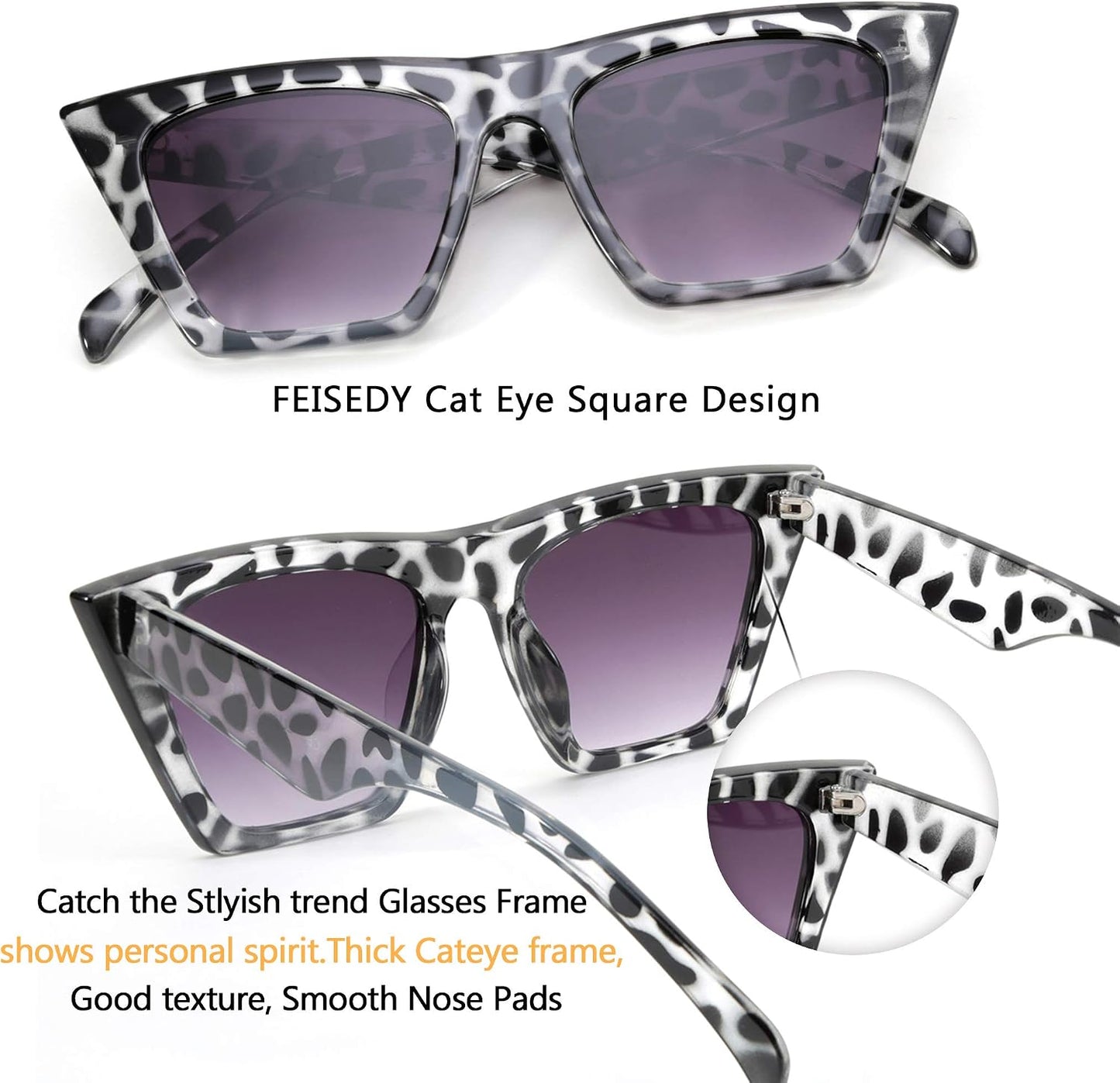 商品图片 64 | B0C5378735 | FEISEDY Vintage Square Cat Eye Sunglasses Women Trendy Cateye Sunglasses B2473