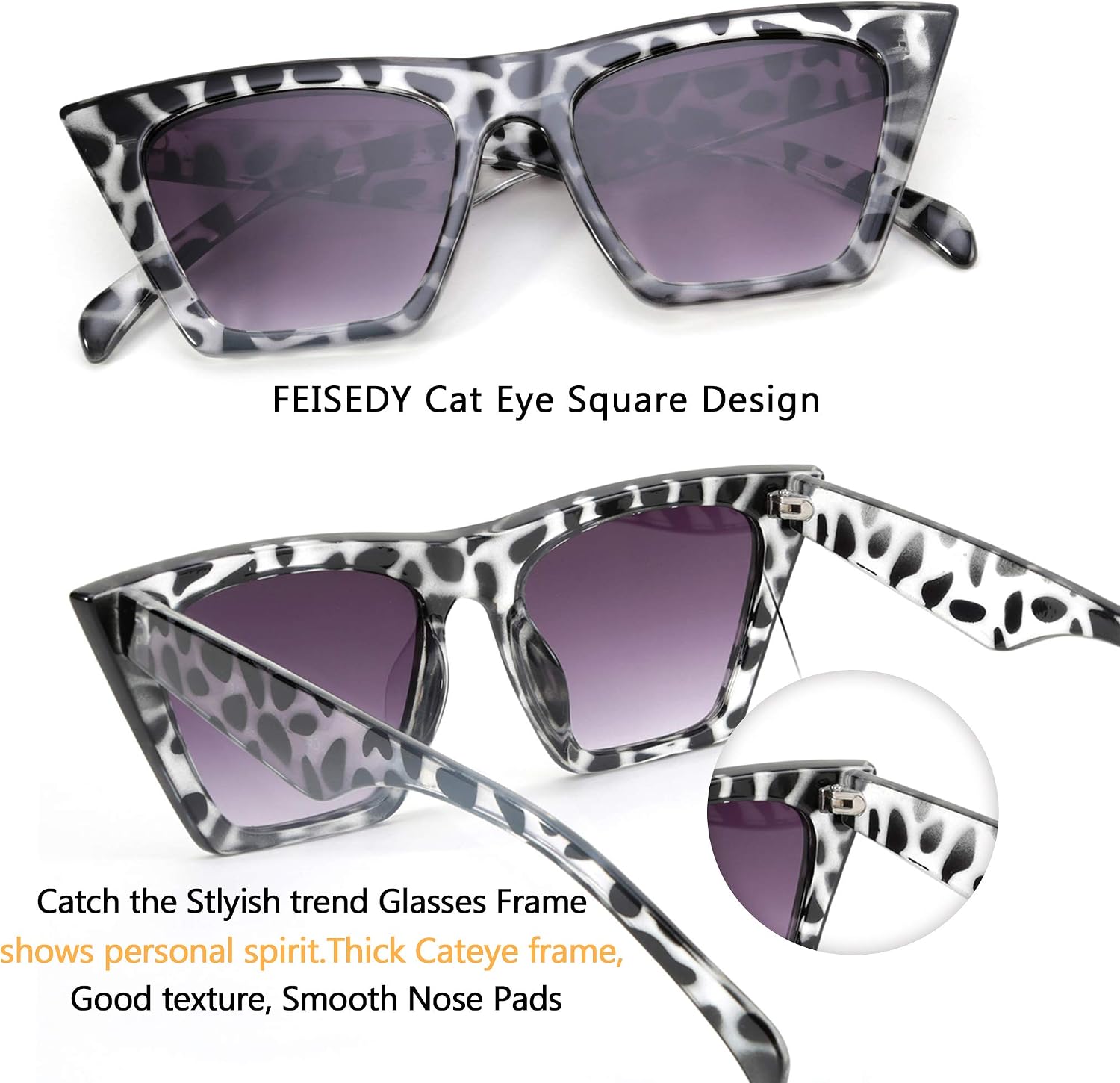 商品图片 64 | B0C5378735 | FEISEDY Vintage Square Cat Eye Sunglasses Women Trendy Cateye Sunglasses B2473