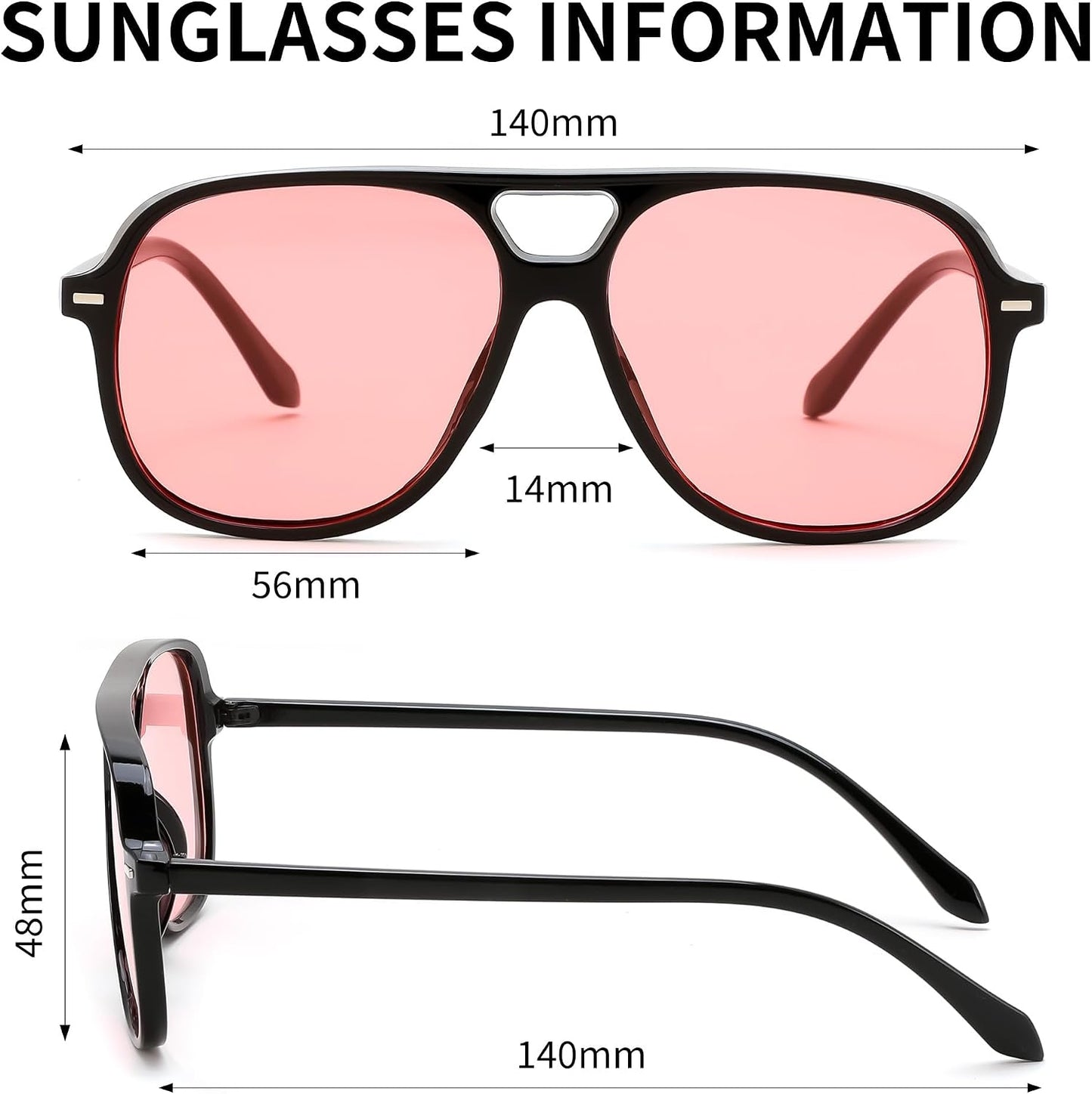 商品图片 42 | B0H1WCGC42 | FEISEDY Retro Square Aviator Sunglasses Women Men Double Bridge B0443