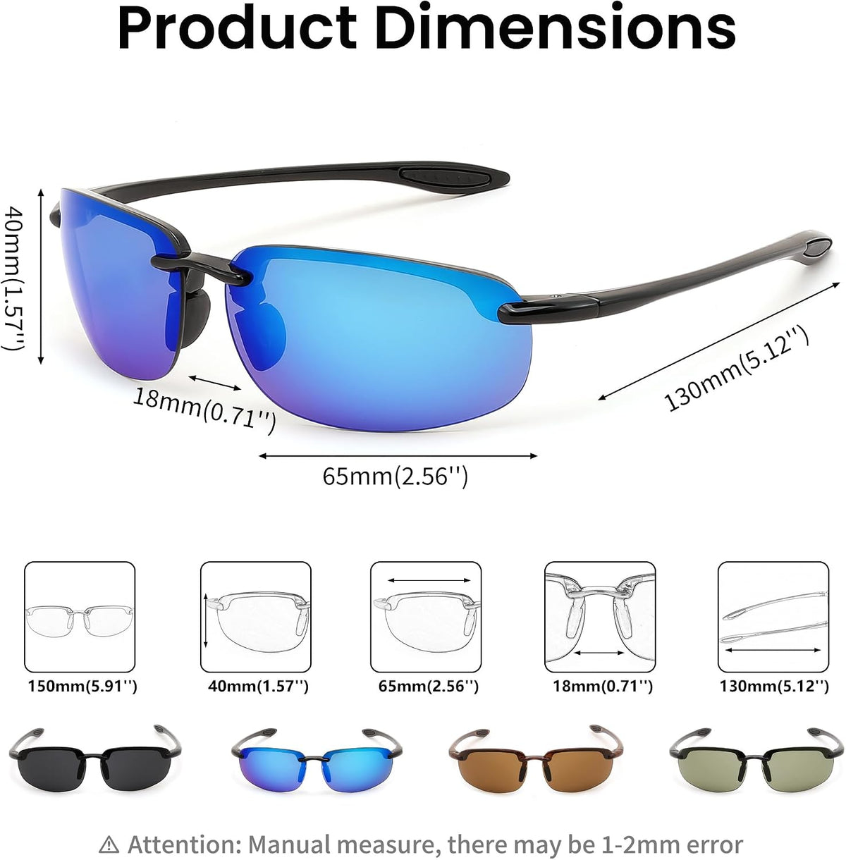 商品图片 19 | B0FY1FT8ZN | FEISEDY Sports Sunglasses for Men Women TR90 Rimless Frame for Running Fishing Driving B0349