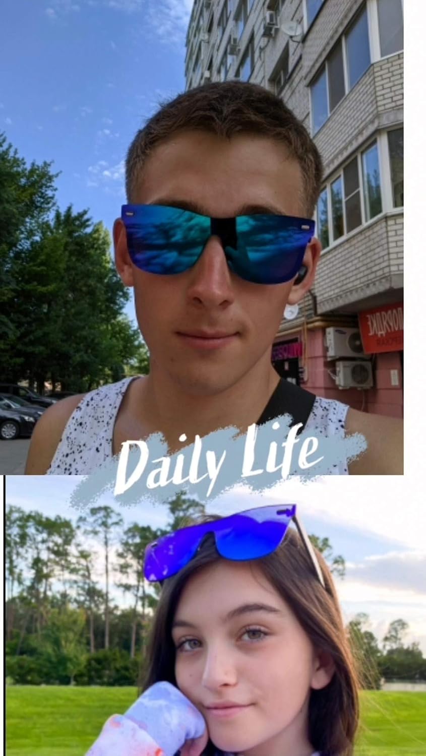 ÉÌƷͼƬ 9 | B08DY1CW9T | FEISEDY Mirrored Rimless Sunglasses One Piece Lens Reflective Sunglasses for Women Men B2647