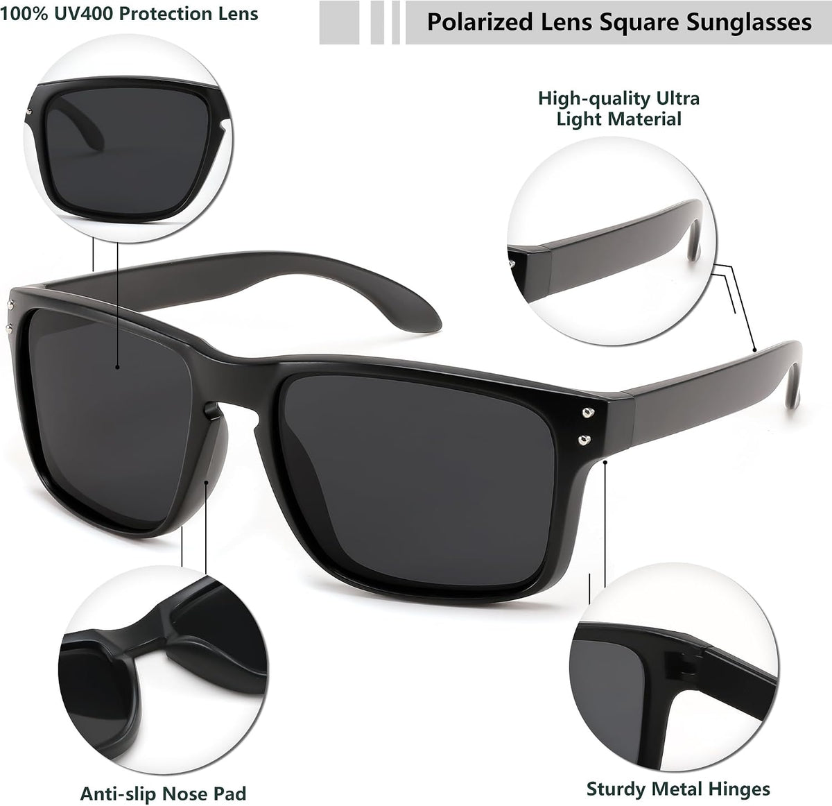 ÉÌƷͼƬ 23 | B0CS6MV9B1 | FEISEDY Men Sunglasses Polarized,Square Vintage Cycling Running Fishing Golf Hiking Sports Sun Glasses B0080