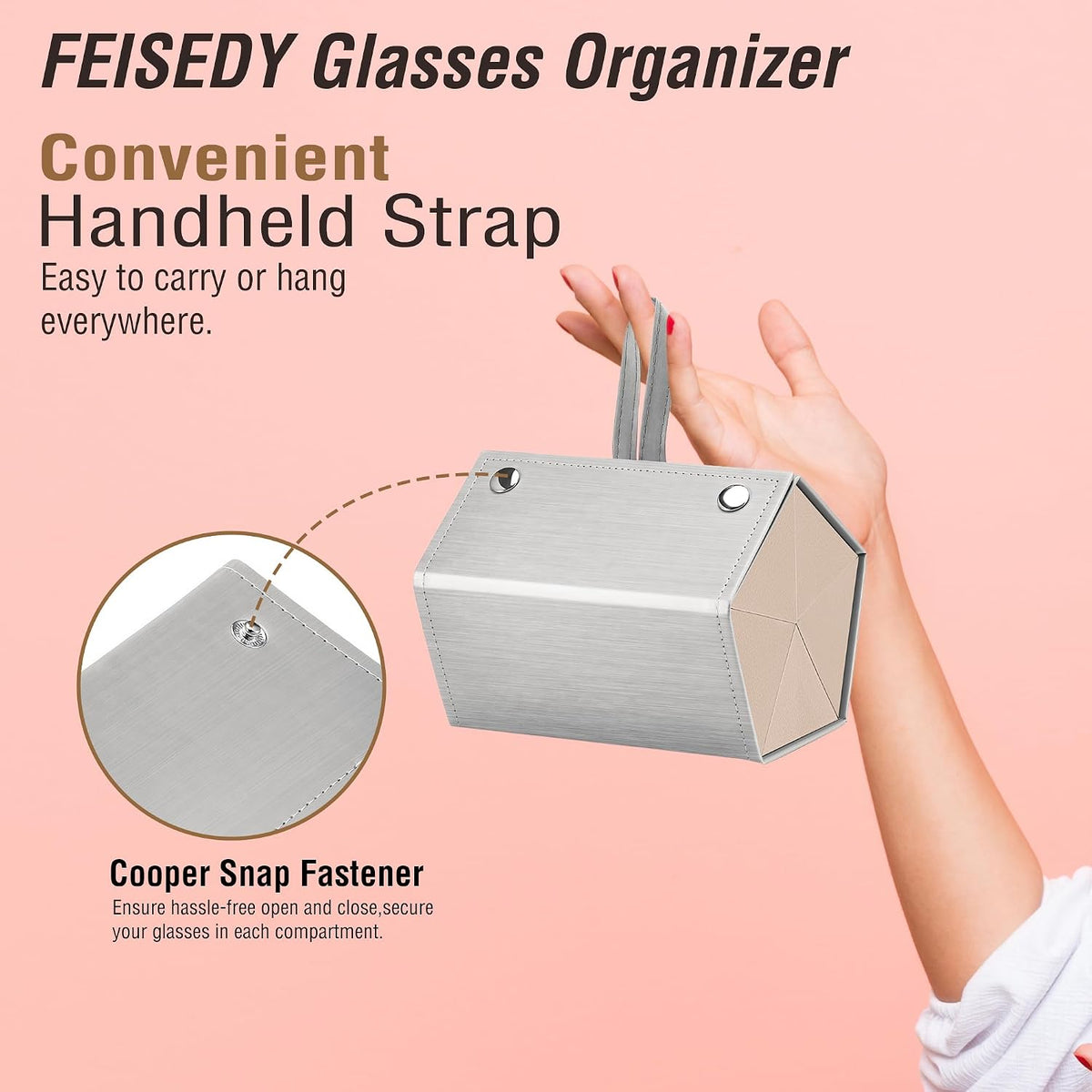 ÉÌƷͼƬ 14 | B0CSFHKMSS | FEISEDY Sunglasses Organizer 5 Slots Travel Glasses Case,Hanging Eyewear Holder Fashionable PU Leather Eyeglass Case B0087