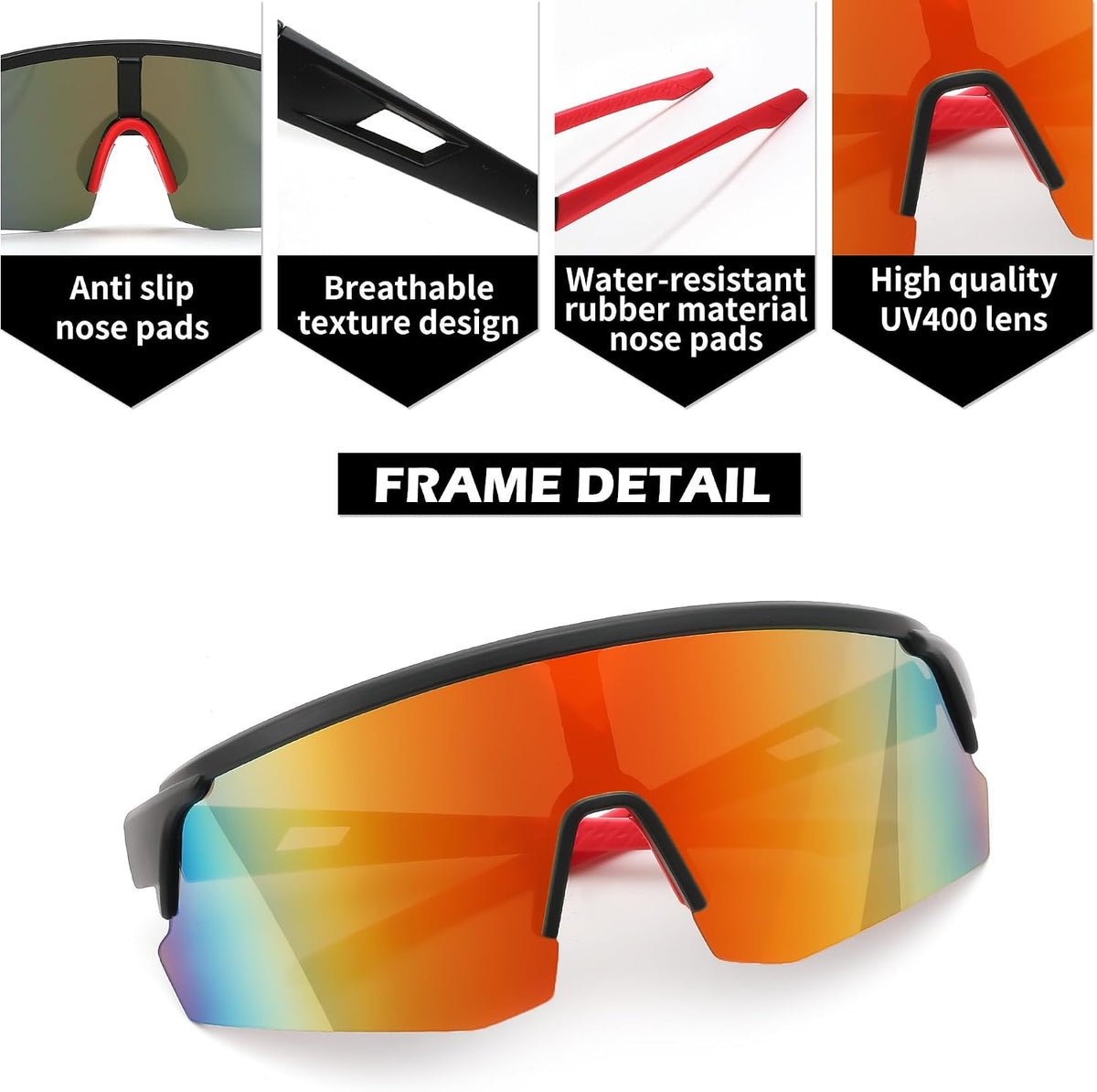 ÉÌƷͼƬ 4 | B0CSDCDBR7 | FEISEDY Cycling Sunglasses for Men Women, Sports Glasses for Youth Running Baseball Shades UV400 Protection B0108