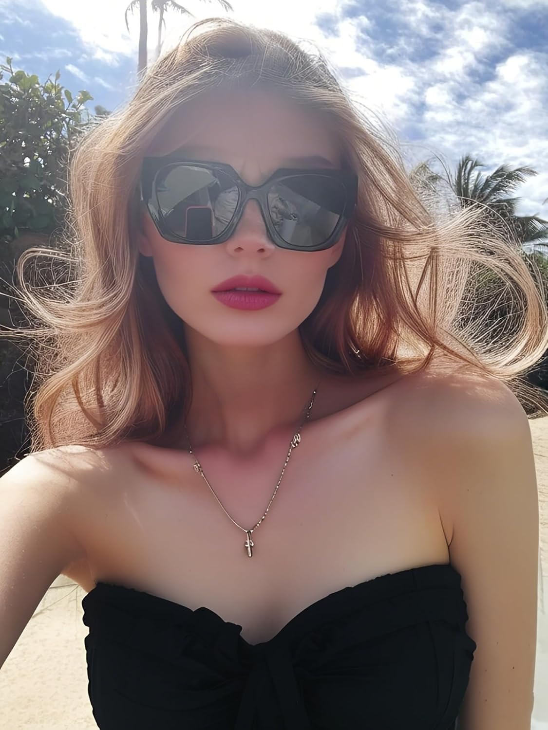 商品图片 36 | B0CNCTSQ2Z | FEISEDY Trendy Polarized Sunglasses, Oversized Irregular TR Frame for Women Men, Retro Shades UV400 B0016