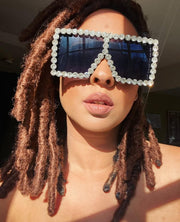 ÉÌƷͼƬ 9 | B096YZPRF2 | FEISEDY Oversized Sparkling Crystal Sunglasses Disco Diamond Flat Top Fashion Square Large Shades B2782