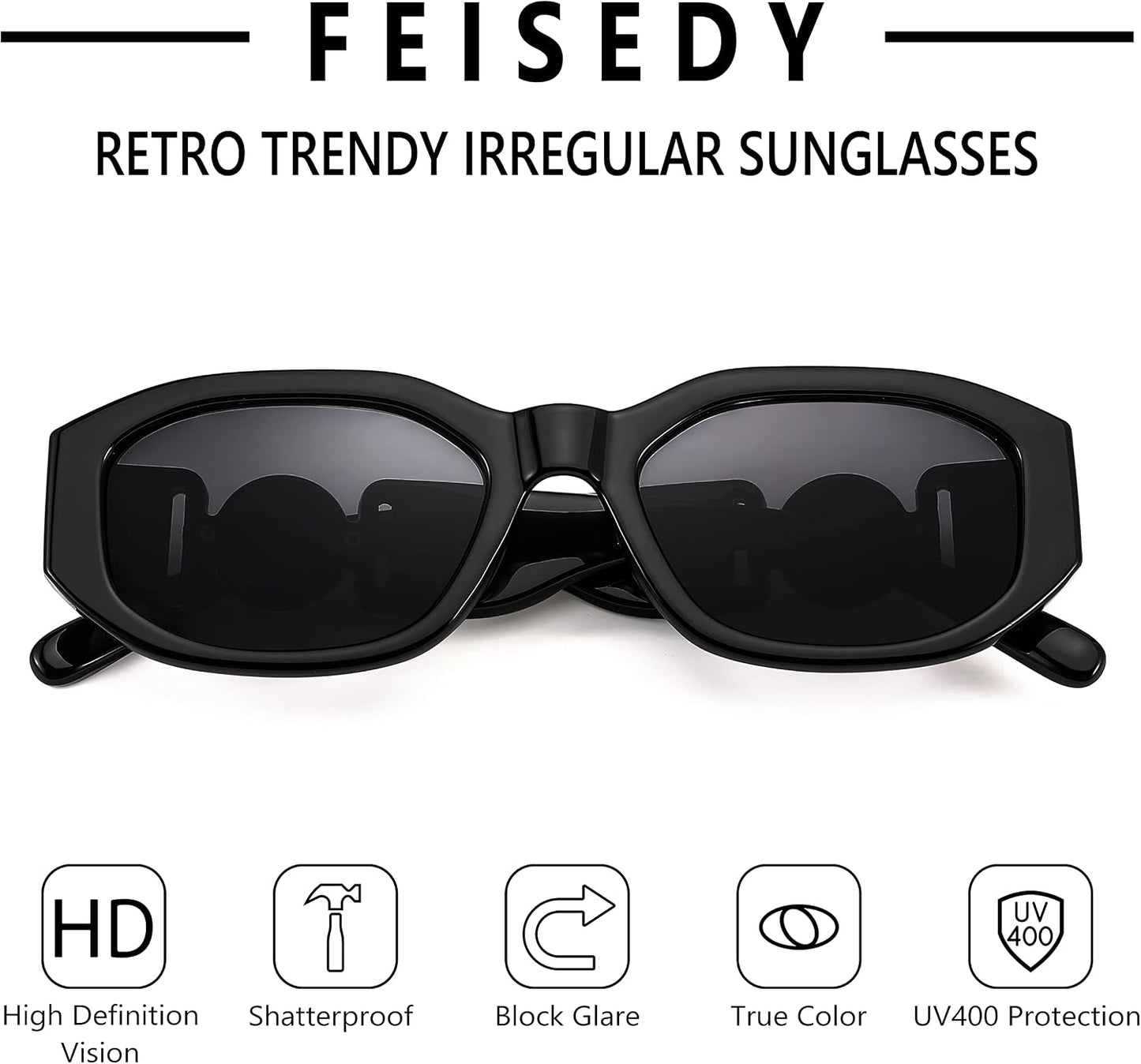 商品图片 18 | B0B5V7T75J | FEISEDY Retro Trendy Rectangle Sunglasses Women Men Narrow Shades B2322