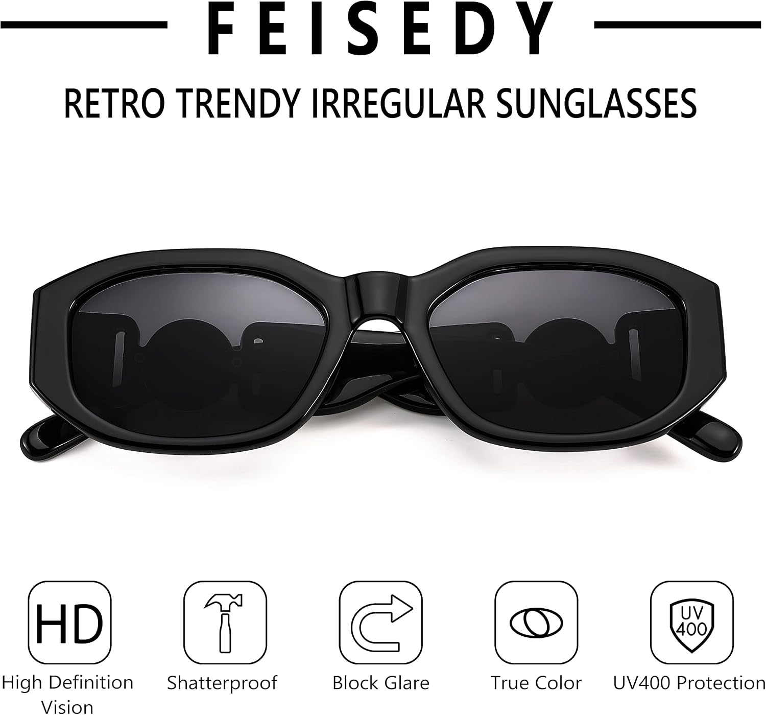 商品图片 18 | B0B5V7T75J | FEISEDY Retro Trendy Rectangle Sunglasses Women Men Narrow Shades B2322