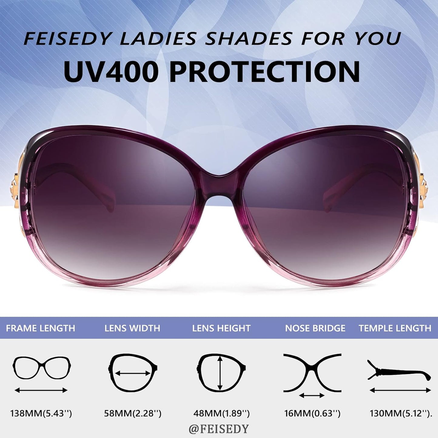 商品图片 19 | B08S7G8RRP | FEISEDY Oversized Polarized Sunglasses Women Men Large Shades B2730