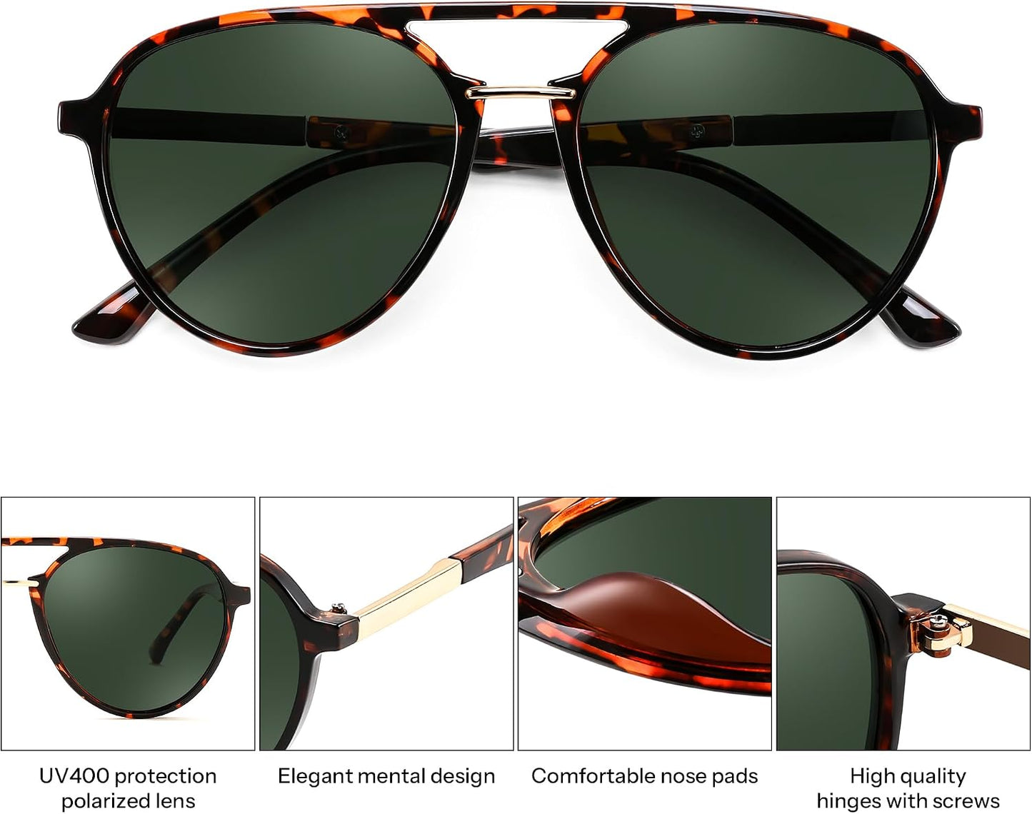 商品图片 12 | B0H1BPNZ36 | FEISEDY 70s Retro Aviator Sunglasses Polarized UV400 for Men Women B0453