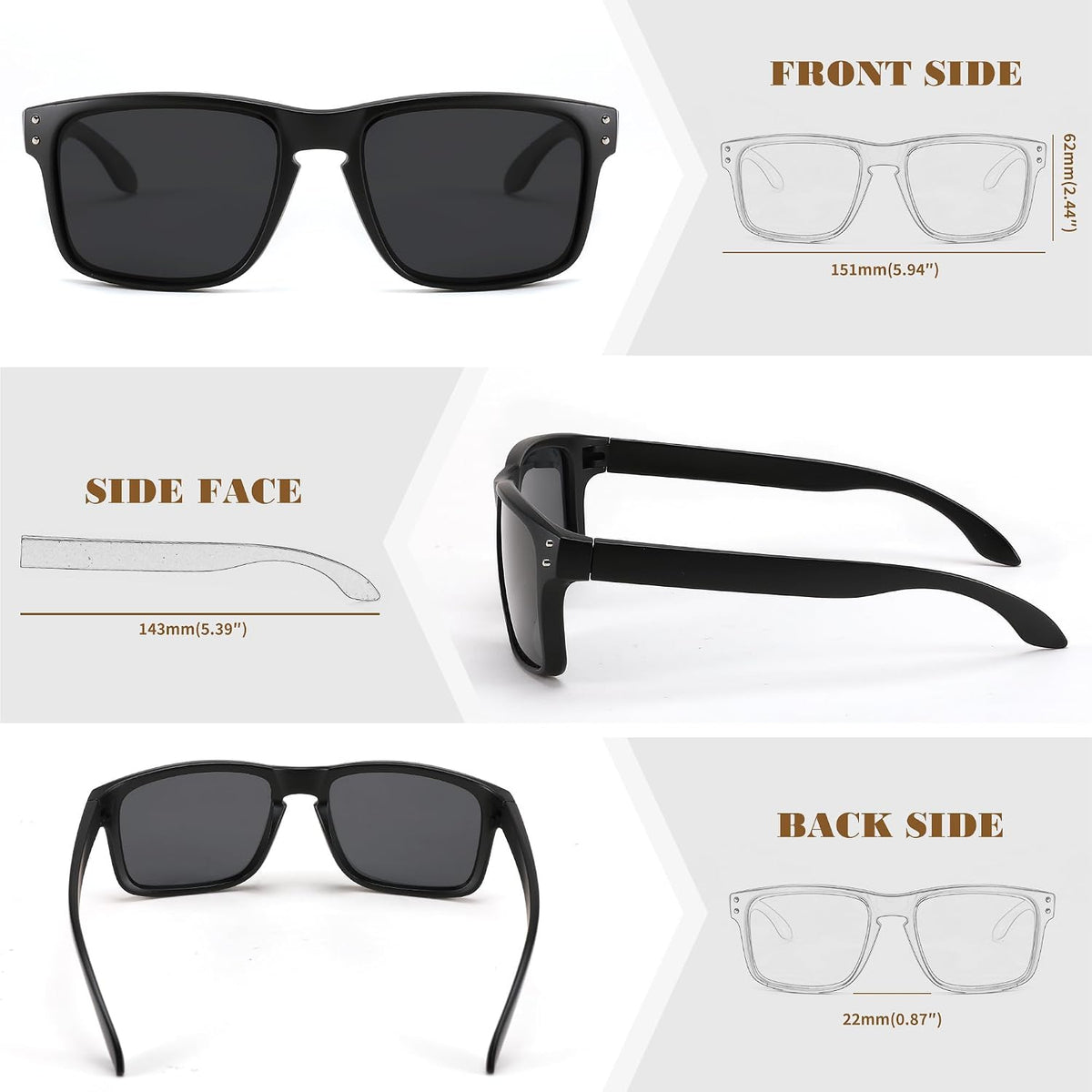 ÉÌƷͼƬ 22 | B0CS6MV9B1 | FEISEDY Men Sunglasses Polarized,Square Vintage Cycling Running Fishing Golf Hiking Sports Sun Glasses B0080