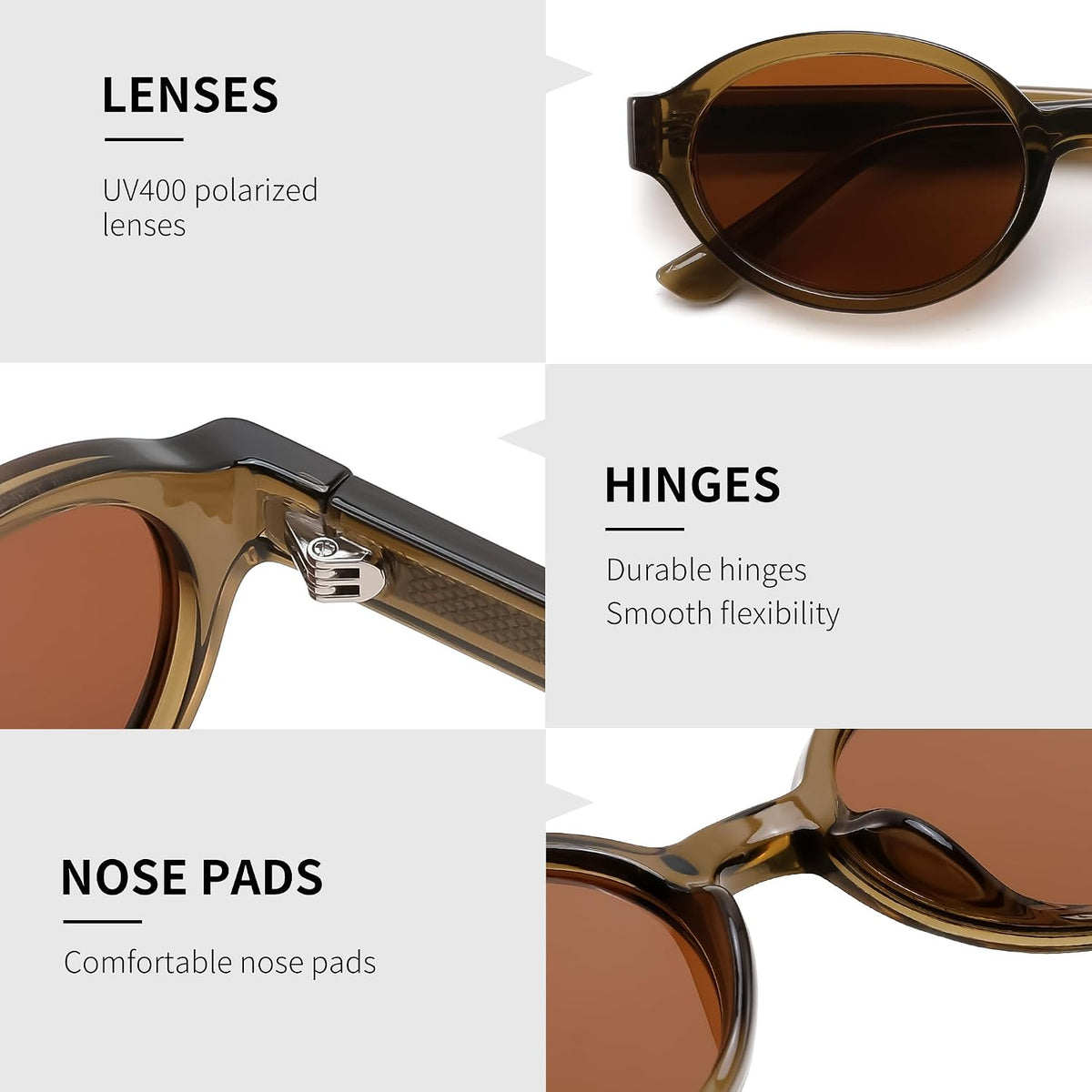 ÉÌƷͼƬ 5 | B0H1WBQD3Y | FEISEDY Retro Oval Y2K Polarized Sunglasses for Women Men B0442