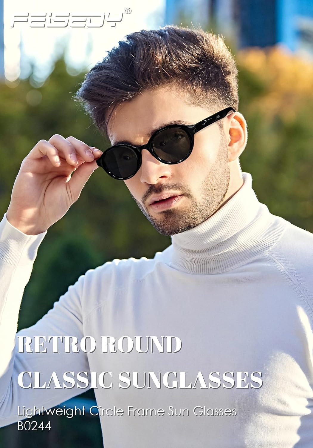 ÉÌƷͼƬ 3 | B0DGGB7Z8F | FEISEDY Retro Round Sunglasses for Women Men UV400 Protection Classic Lightweight Circle Frame Sun Glasses B0244