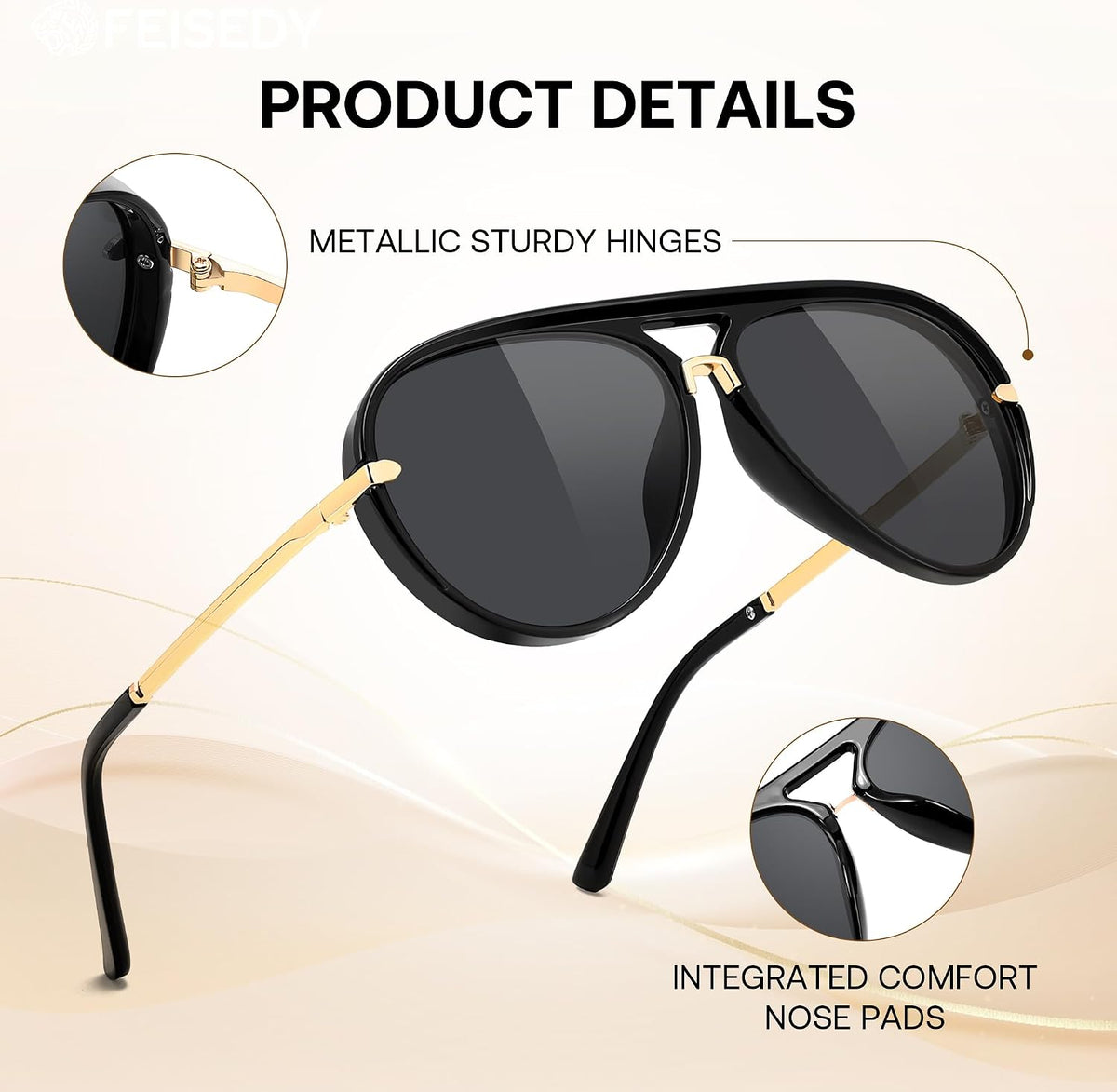 ÉÌƷͼƬ 12 | B0GYVVZBQM | FEISEDY Classic Aviator Sunglasses UV400 Protection for Women Men B0461