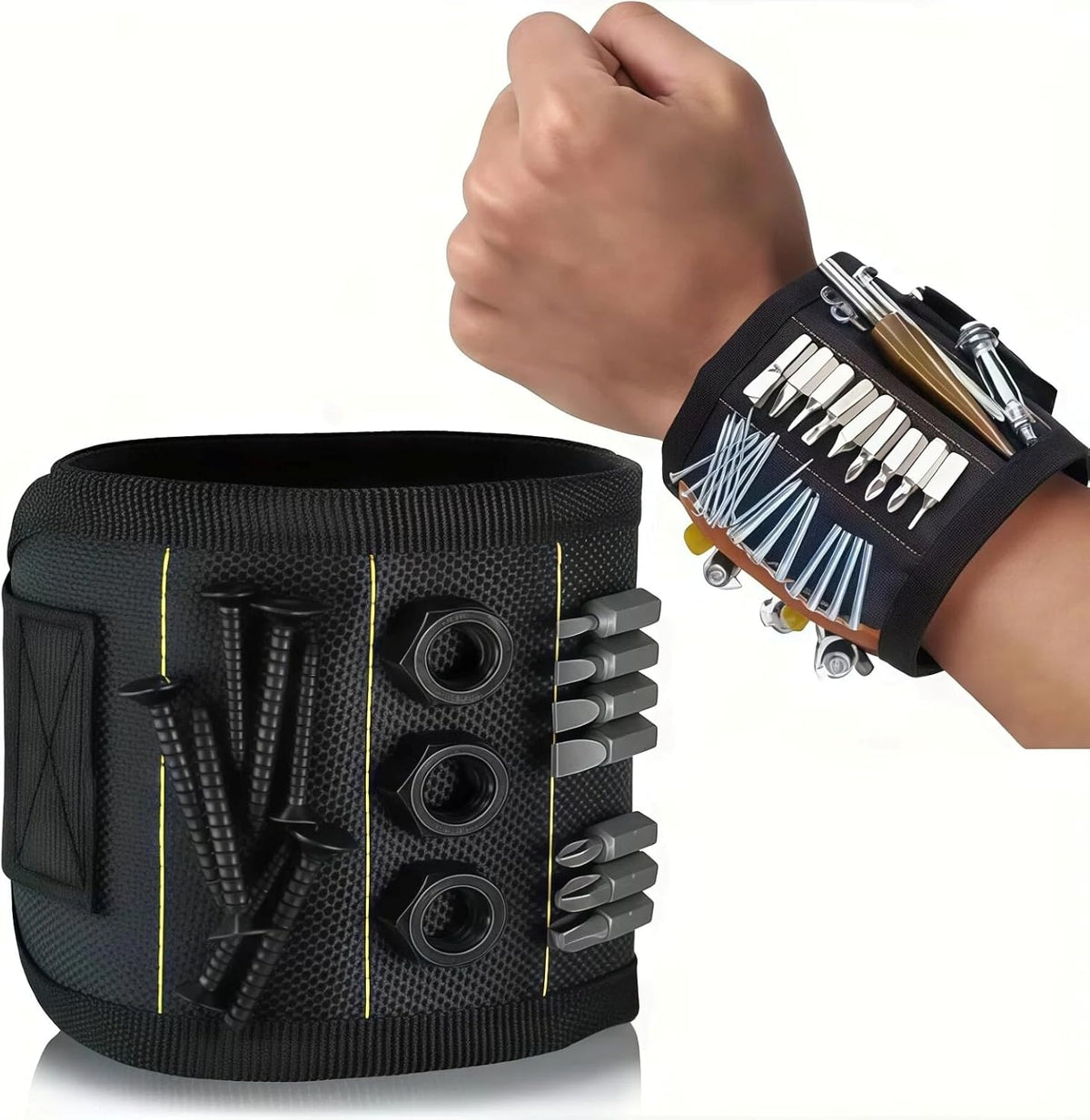 Black | B0F4WF4K4Y | Magnetic Wristband for Holding Screws, Nails and Drill Bits for Dad, Husband, Grandpa, Handyman