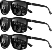 Black/Grey*3 / 55 Millimeters | B0FPM61MWS | FEISEDY Square Polarized Sunglasses For Men Women B0322