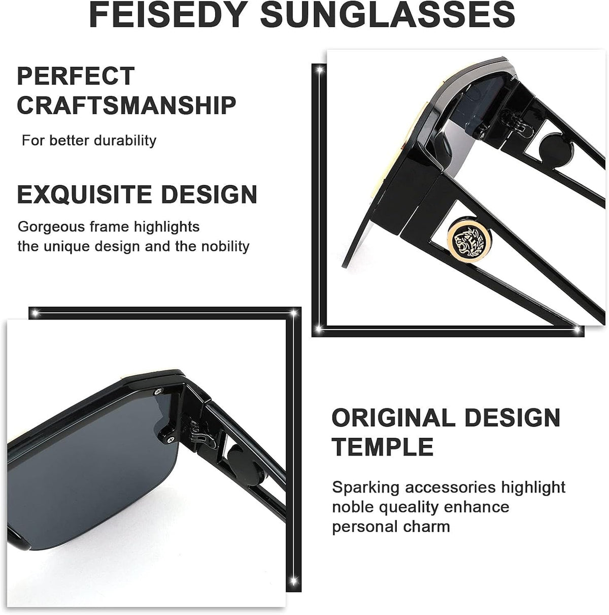 ÉÌƷͼƬ 35 | B09L4V27YS | FEISEDY Square Oversized Sunglasses for Men Women Flat Top B2765