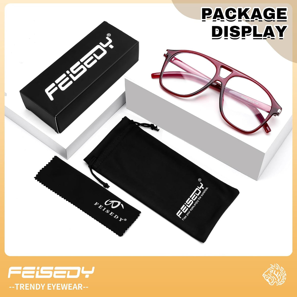 ÉÌƷͼƬ 19 | B0HCMPWV5X | FEISEDY Oversized Aviator Fashion Glasses for Women Men, Tortoise Trendy Eyeglasses, Retro Eyewear Frame for Daily Wear B0426