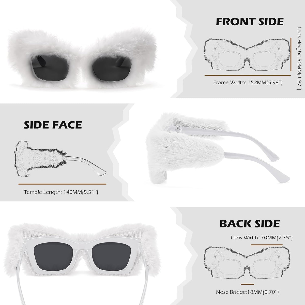 ÉÌƷͼƬ 133 | B09PN9V5N6 | FEISEDY Sunglasses Women Plush Fuzzy Soft Velvet Party Masquerade B2877