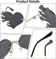 ÉÌƷͼƬ 4 | B0D9428ZX6 | FEISEDY Melting Flame Heart Sunglasses For Women Men Trendy Rimless Fire Shaped Party Glasses B2366