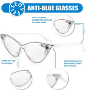 ÉÌƷͼƬ 12 | B0CQ55685Z | FEISEDY Diamond Blue Light Blocking Glasses Cat Eye Rhinestone Women Glasses Frame Anti Eyestrain Computer Eyewear B0070