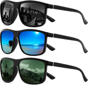 Black/Grey+black/Blue+matte Black/Green / 55 Millimeters | B0FPM4P9VL | FEISEDY Square Polarized Sunglasses For Men Women B0322