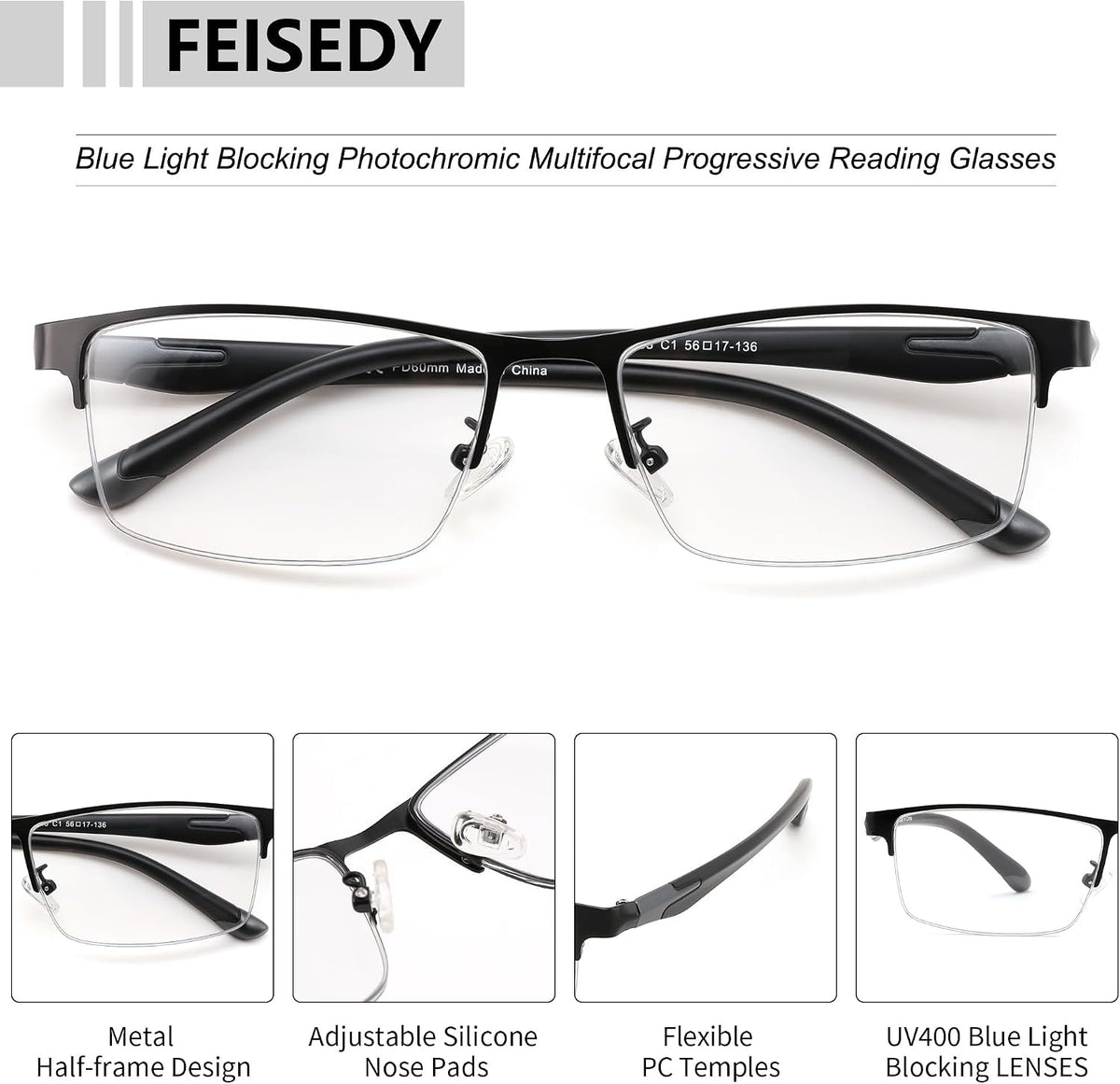 ÉÌƷͼƬ 6 | B0GKND8PKN | FEISEDY Photochromic Multifocal Progressive Reading Glasses B1388