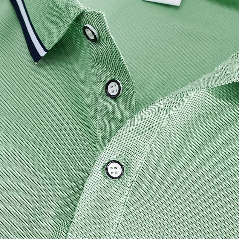 商品图片 4 | B0H2W3G7R7 | Men's Mint Green Polo Shirt, Short Sleeve Breathable Ice Cool Golf Shirt, Business Casual Summer Polo for Men