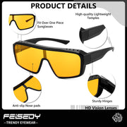 ÉÌƷͼƬ 19 | B0FWBV3SMZ | FEISEDY Oversized Square Fit Over Glasses Sunglasses for Men Women B0332