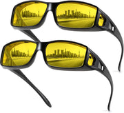 2pcs:black Frame / 60 Millimeters | B0F7HJ39GN | FEISEDY Polarized Fit Over Glasses Sunglasses Men Women Wrap Around B2593