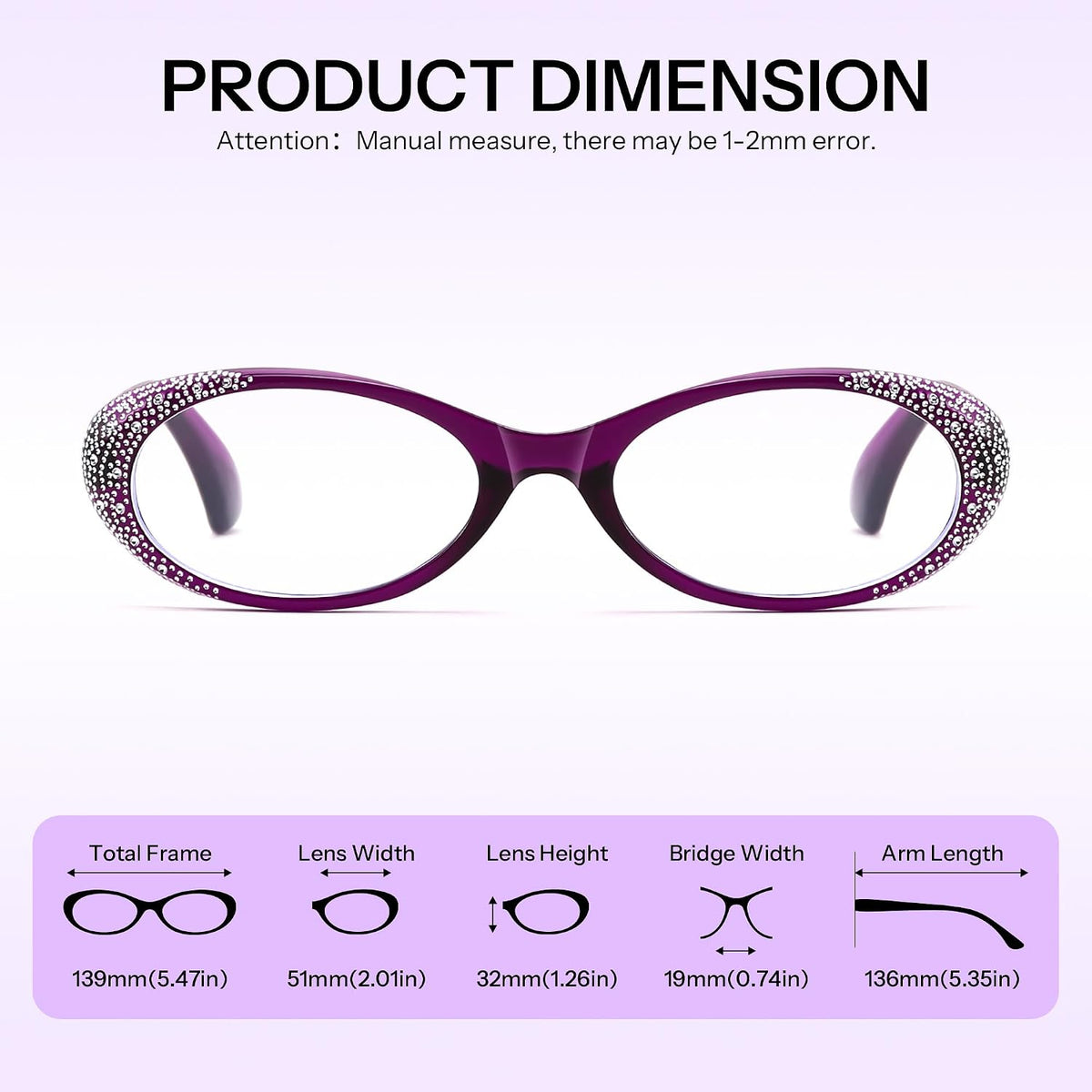 ÉÌƷͼƬ 5 | B0GQGH2F9W | FEISEDY 3 Pack Oval Reading Glasses Women Blue Light with Rhinestone B0375