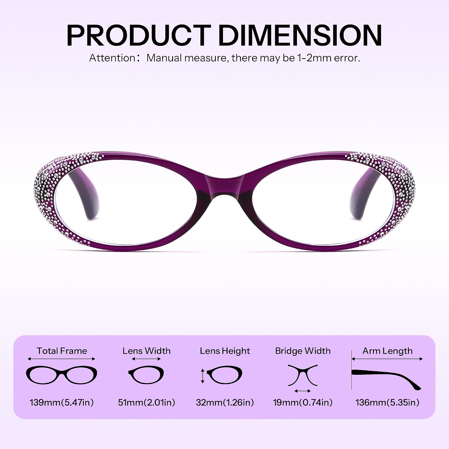 商品图片 5 | B0GQGH2F9W | FEISEDY 3 Pack Oval Reading Glasses Women Blue Light with Rhinestone B0375