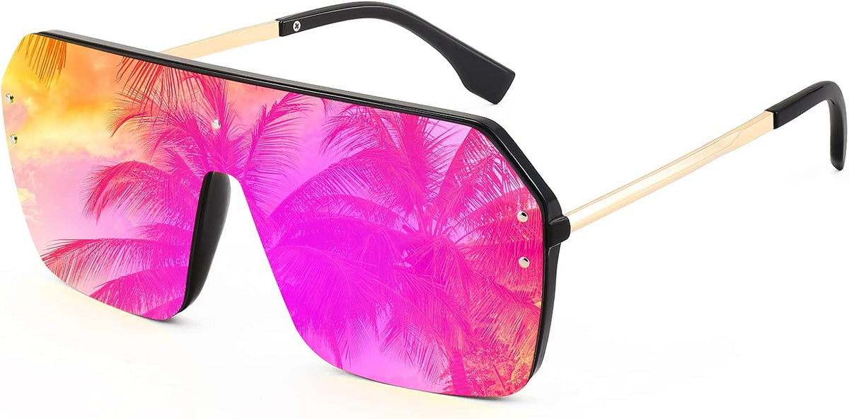 07 Mirrored Purple / 64 Millimeters | B09CPBLTZB | FEISEDY Classic Siamese One Piece Sunglasses Nice Rimless Stylish Retro Design for Women Men B2574